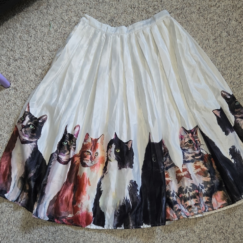 Chicwish Cat Print A-Line Skirt